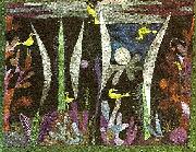 Paul Klee landskap med  gula faglar oil painting